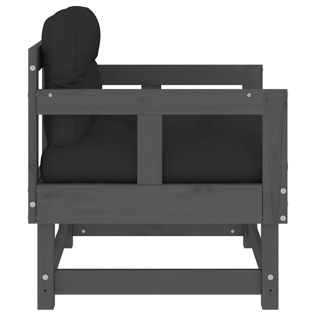 vidaXL Garden Chair | Grey | Solid Pine Wood, Plywood, Oxford Fabric | Modular