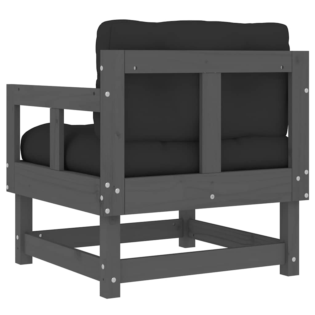 vidaXL Garden Chair | Grey | Solid Pine Wood, Plywood, Oxford Fabric | Modular