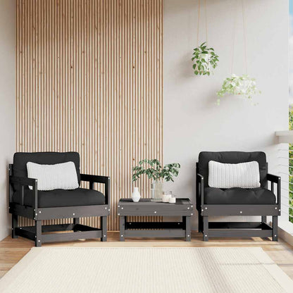 vidaXL Garden Chair | Grey | Solid Pine Wood, Plywood, Oxford Fabric | Modular