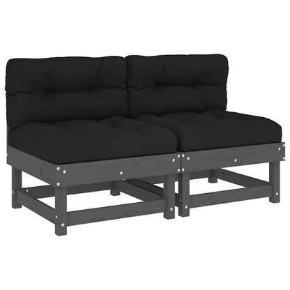 vidaXL Middle Sofa | Grey | Solid pine wood, Oxford fabric, PP cotton | Standard