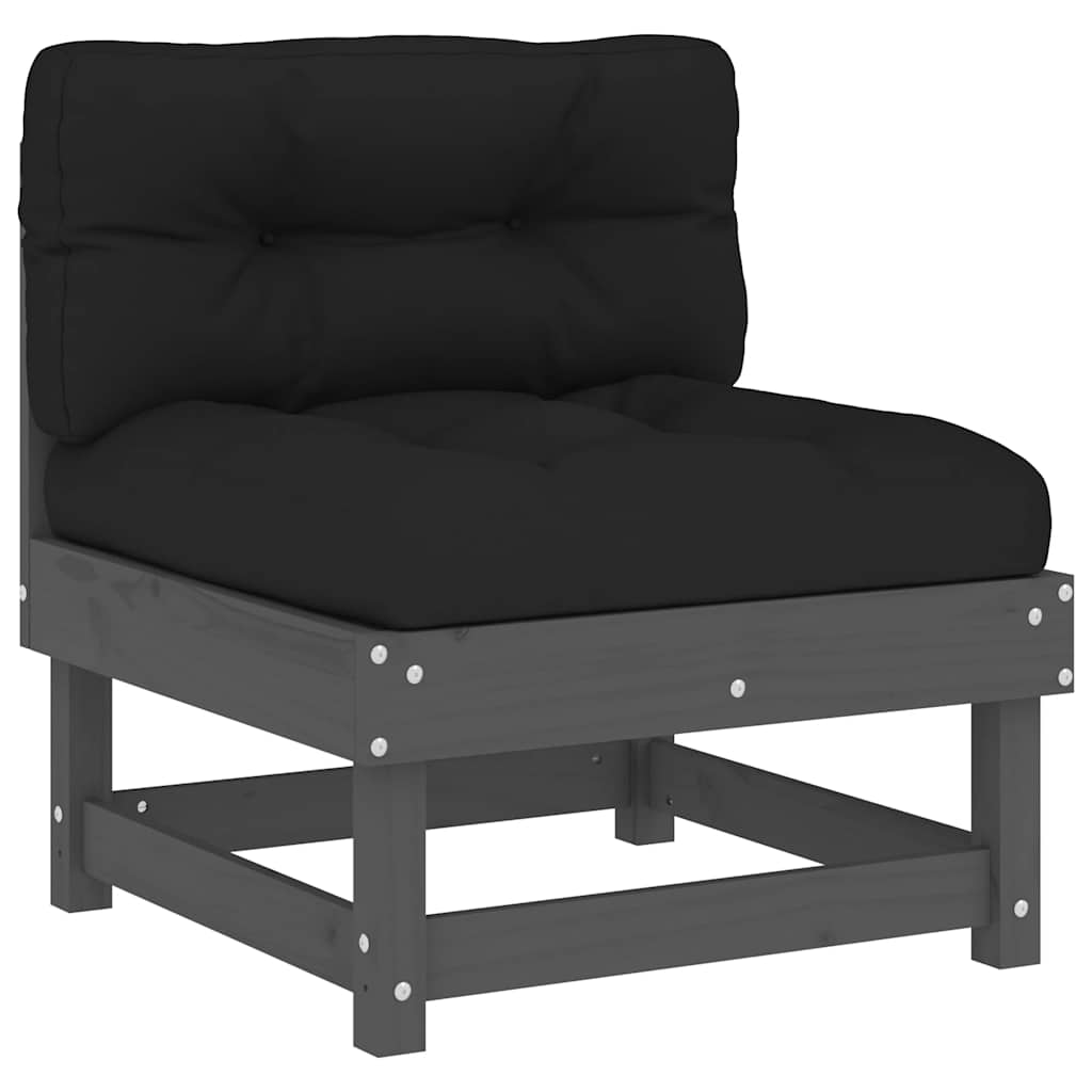 vidaXL Middle Sofa | Grey | Solid pine wood, Oxford fabric, PP cotton | Standard