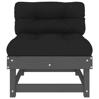 vidaXL Middle Sofa | Grey | Solid pine wood, Oxford fabric, PP cotton | Standard