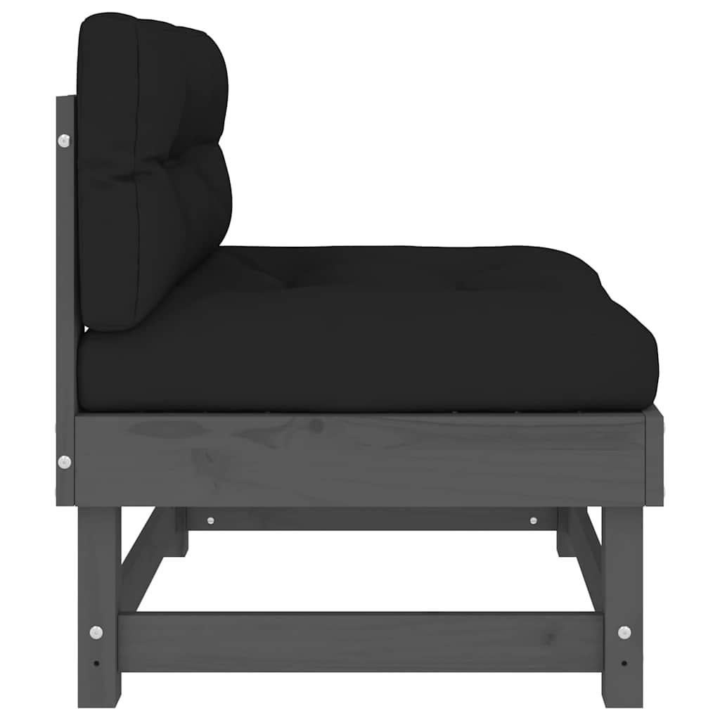 vidaXL Middle Sofa | Grey | Solid pine wood, Oxford fabric, PP cotton | Standard