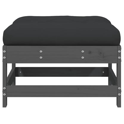 vidaXL Garden Footstool with Cushion Grey Solid Wood Pine
