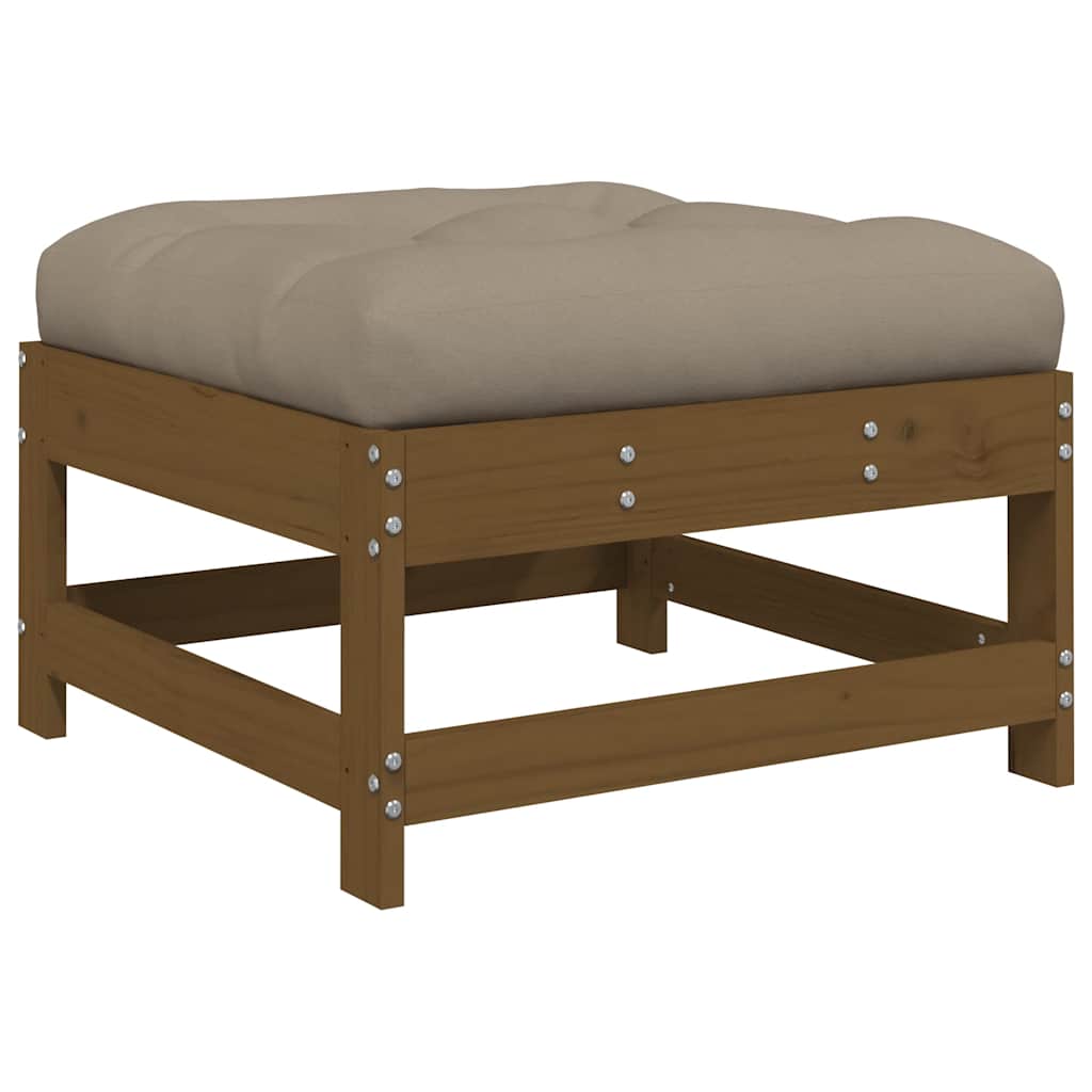 vidaXL Garden Footstool with Cushion Honey Brown Solid Wood Pine