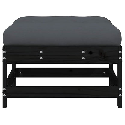 vidaXL Garden Footstool with Cushion Black Solid Wood Pine