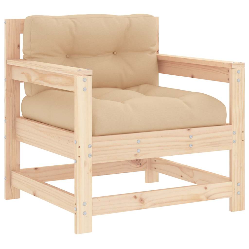 vidaXL Garden Chairs with Cushions 2 pcs Solid Wood Pine