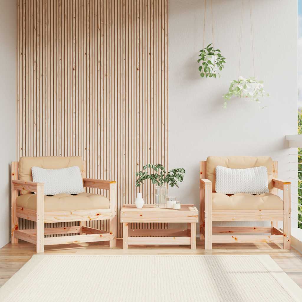 vidaXL Garden Chairs with Cushions 2 pcs Solid Wood Pine