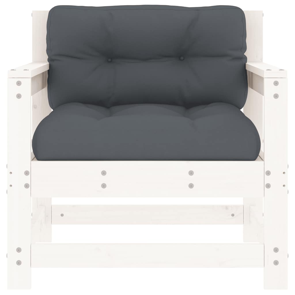 vidaXL Garden Chairs with Cushions 2 pcs White Solid Wood Pine