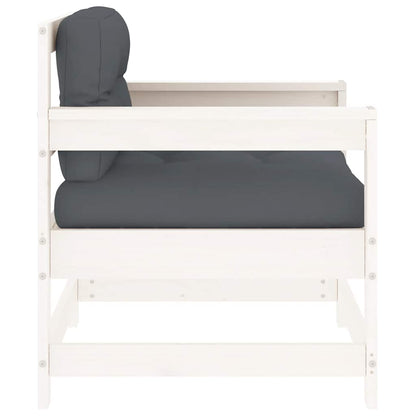 vidaXL Garden Chairs with Cushions 2 pcs White Solid Wood Pine