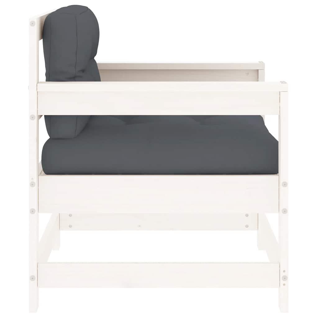 vidaXL Garden Chairs with Cushions 2 pcs White Solid Wood Pine