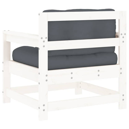 vidaXL Garden Chairs with Cushions 2 pcs White Solid Wood Pine