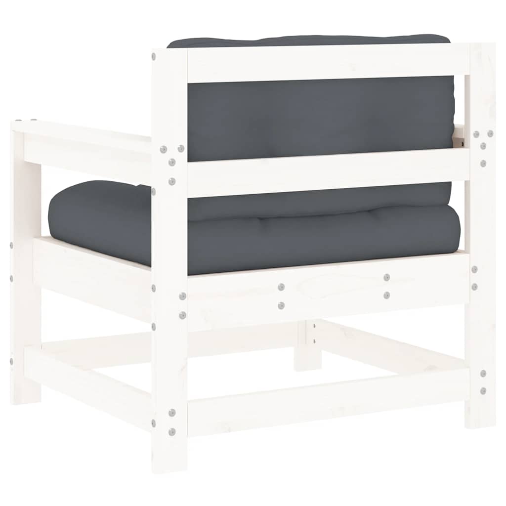 vidaXL Garden Chairs with Cushions 2 pcs White Solid Wood Pine