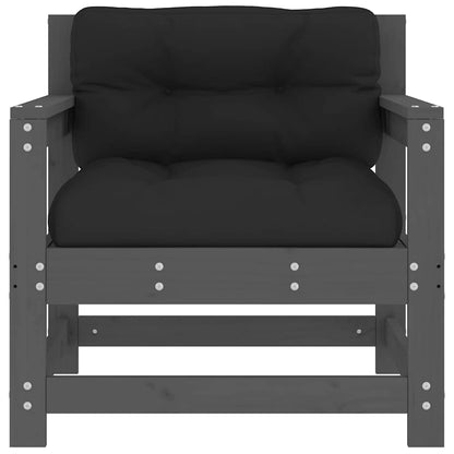 vidaXL Garden Chairs with Cushions 2 pcs Grey Solid Wood Pine