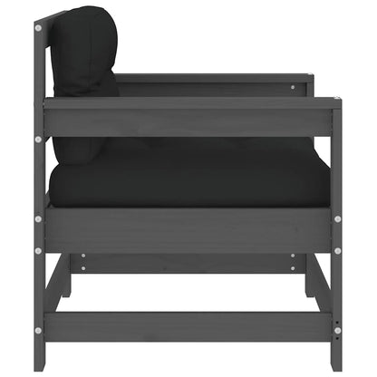 vidaXL Garden Chairs with Cushions 2 pcs Grey Solid Wood Pine