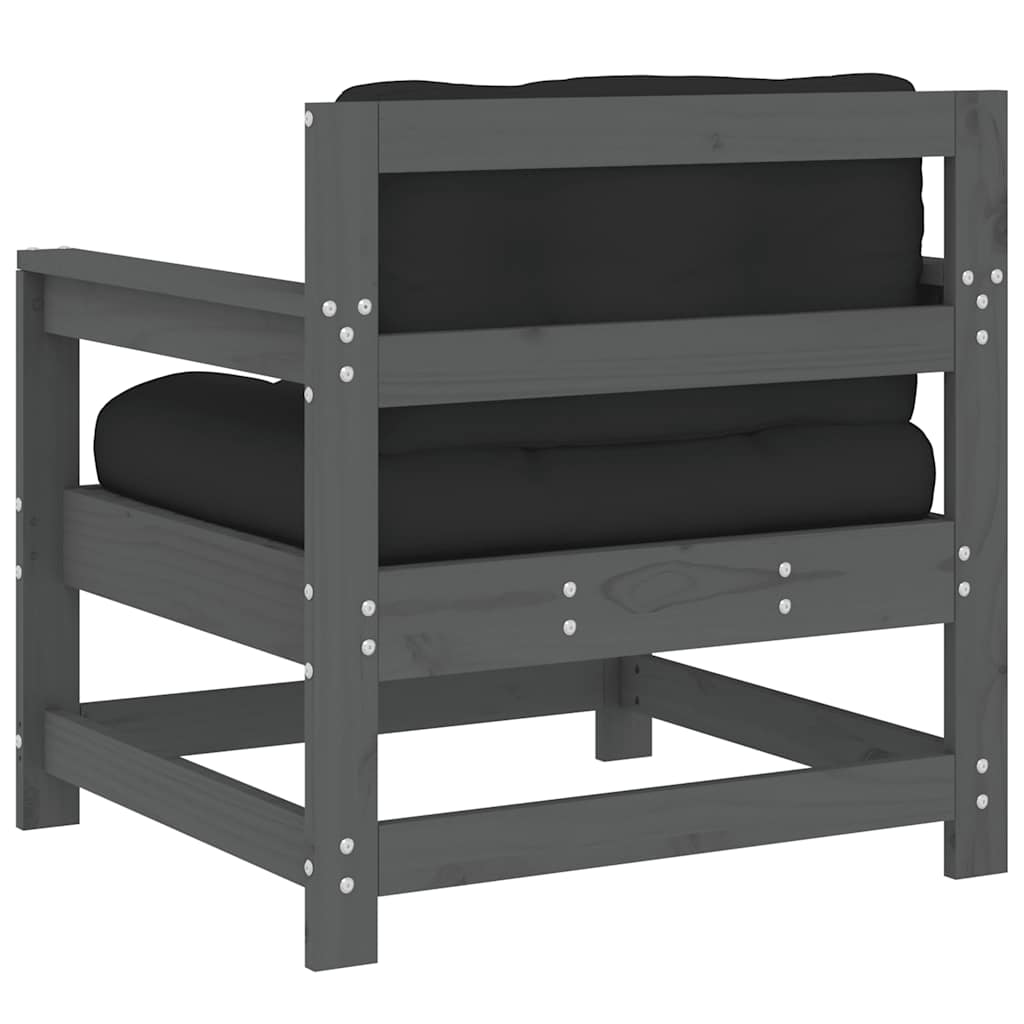 vidaXL Garden Chairs with Cushions 2 pcs Grey Solid Wood Pine