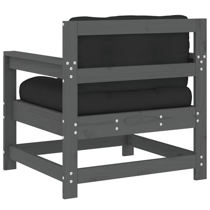 vidaXL Garden Chairs with Cushions 2 pcs Grey Solid Wood Pine