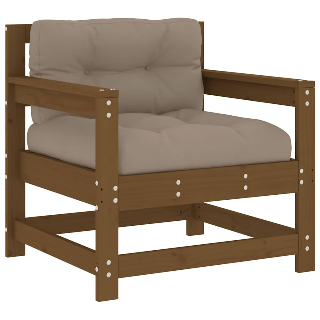 vidaXL Garden Chairs with Cushions 2 pcs Honey Brown Solid Wood Pine