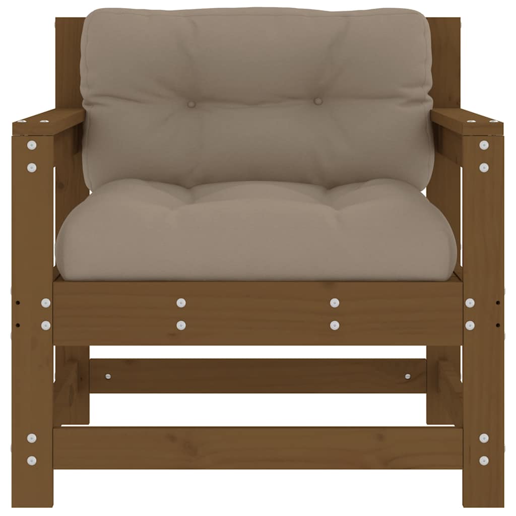 vidaXL Garden Chairs with Cushions 2 pcs Honey Brown Solid Wood Pine