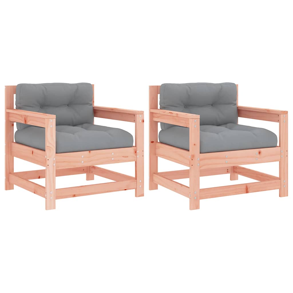 vidaXL Garden Chairs with Cushions 2 pcs Solid Wood Douglas
