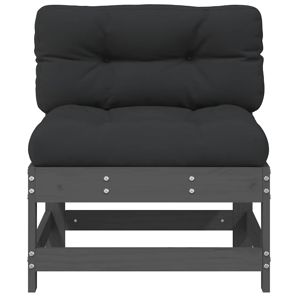 vidaXL Middle Sofas with Cushions 2 pcs Grey Solid Wood Pine