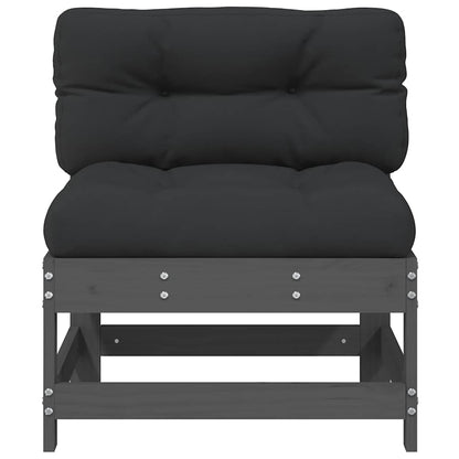 vidaXL Middle Sofas with Cushions 2 pcs Grey Solid Wood Pine