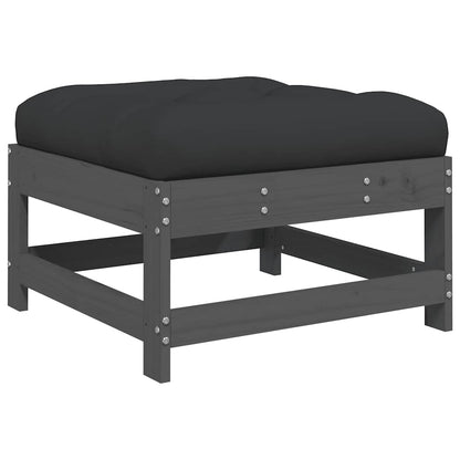 vidaXL Garden Footstools with Cushions 2pcs Grey Solid Wood Pine