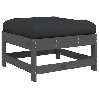 vidaXL Garden Footstools with Cushions 2pcs Grey Solid Wood Pine