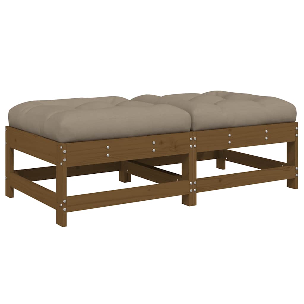 vidaXL Garden Footstools with Cushions 2pcs Honey Brown