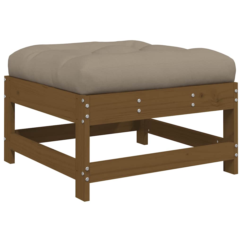 vidaXL Garden Footstools with Cushions 2pcs Honey Brown Solid Wood Pine
