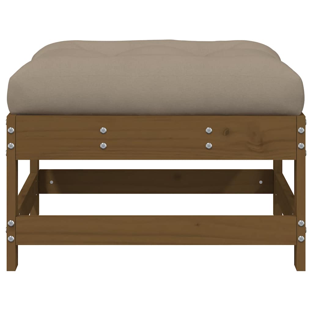 vidaXL Garden Footstools with Cushions 2pcs Honey Brown Solid Wood Pine