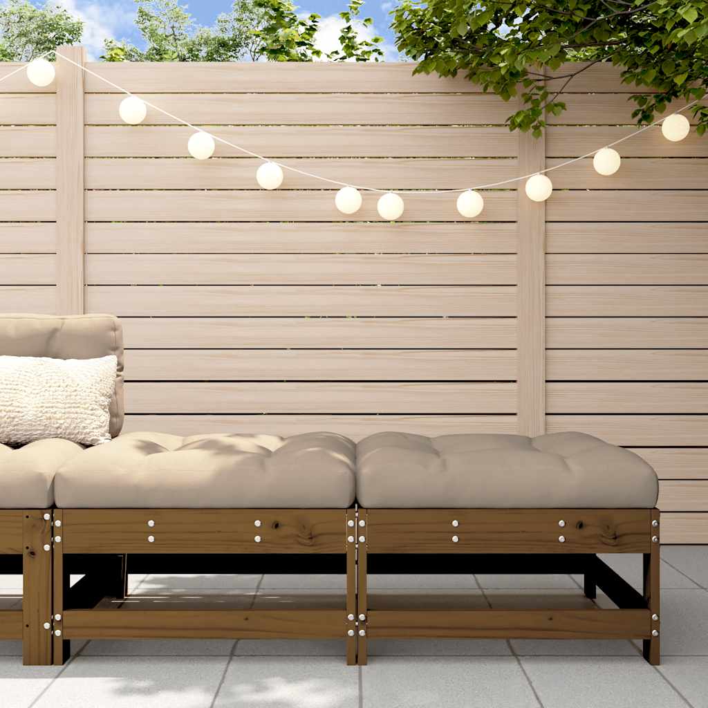 vidaXL Garden Footstools with Cushions 2pcs Honey Brown Solid Wood Pine