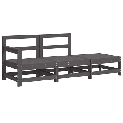 vidaXL 3 Piece Garden Lounge Set with Cushions Grey Solid Wood