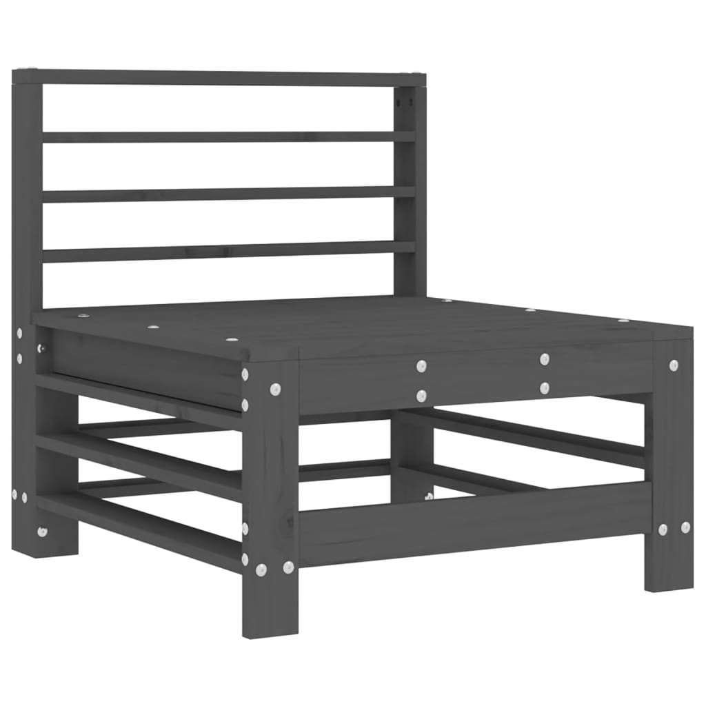 vidaXL Middle Sofa with Cushions Grey Solid Wood Pine