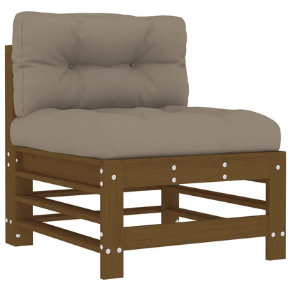 vidaXL Middle Sofa with Cushions Honey Brown Solid Wood Pine