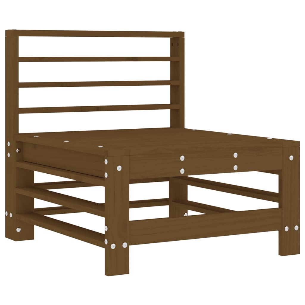 vidaXL Middle Sofa with Cushions Honey Brown Solid Wood Pine