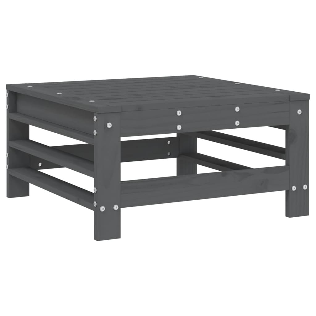 vidaXL Garden Footstool with Cushion Grey Solid Wood Pine
