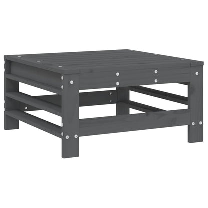 vidaXL Garden Footstool with Cushion Grey Solid Wood Pine
