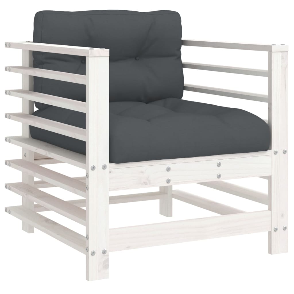 vidaXL Garden Chairs with Cushions 2 pcs White Solid Wood Pine