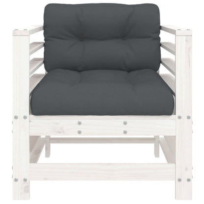vidaXL Garden Chairs with Cushions 2 pcs White Solid Wood Pine