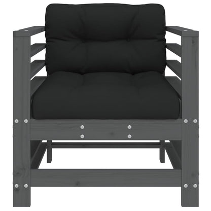 vidaXL Garden Chairs with Cushions 2 pcs Grey Solid Wood Pine
