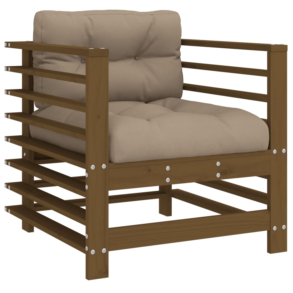 vidaXL Garden Chairs with Cushions 2 pcs Honey Brown Solid Wood Pine