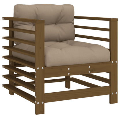 vidaXL Garden Chairs with Cushions 2 pcs Honey Brown Solid Wood Pine