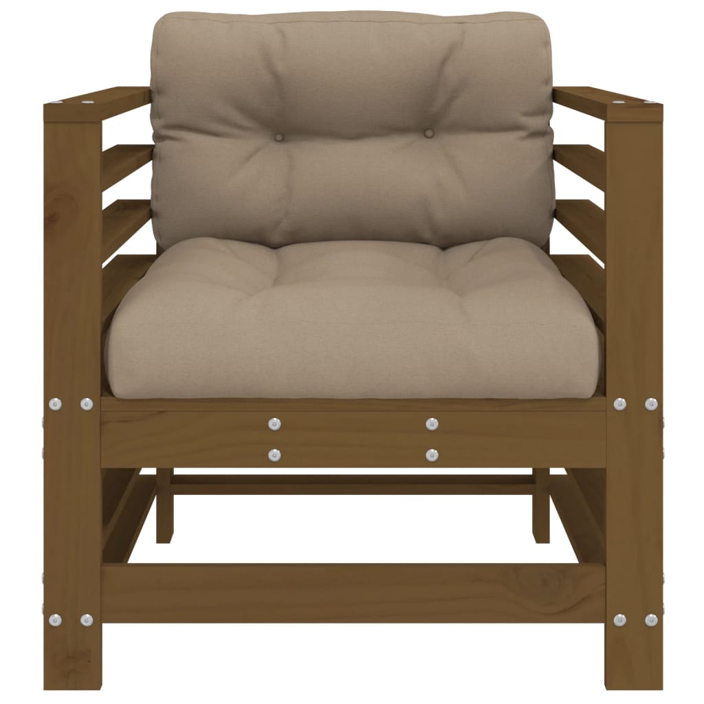 vidaXL Garden Chairs with Cushions 2 pcs Honey Brown Solid Wood Pine