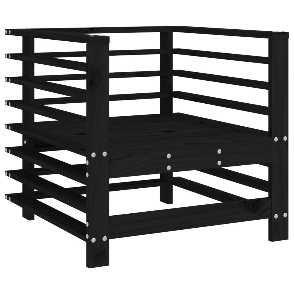 vidaXL Garden Chairs with Cushions 2 pcs Black Solid Wood Pine