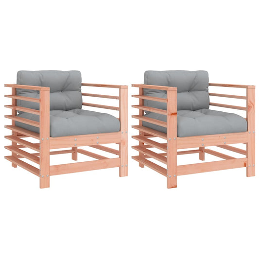 vidaXL Garden Chairs with Cushions 2 pcs Solid Wood Douglas
