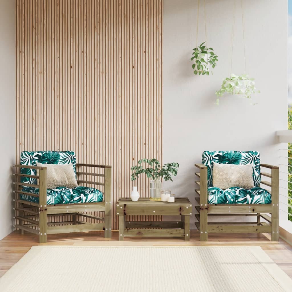 vidaXL Garden Chairs with Cushions 2 pcs Impregnated Wood Pine