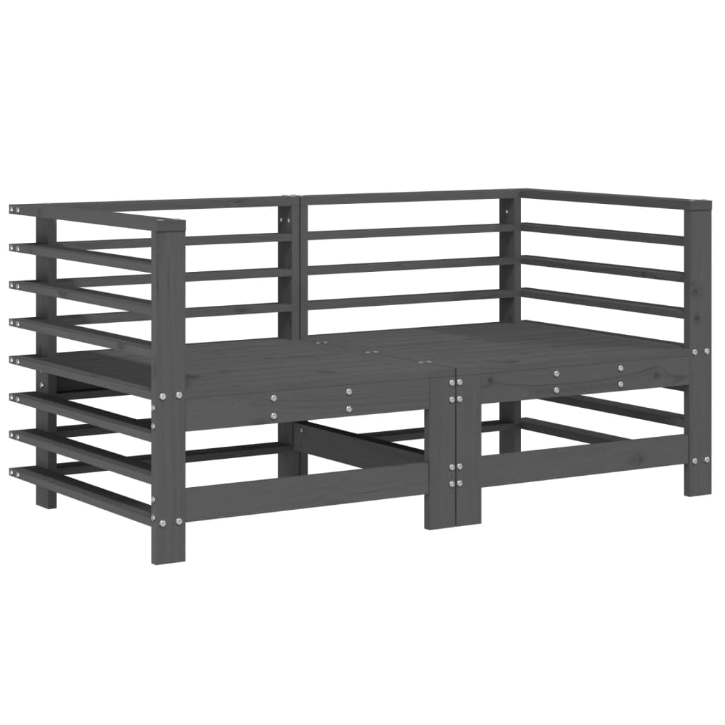 vidaXL Corner Sofas with Cushions 2 pcs Grey Solid Wood Pine