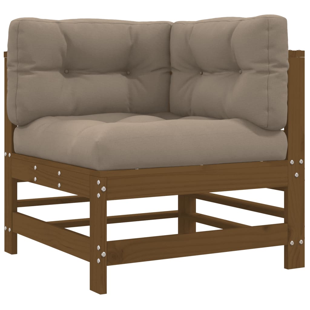 vidaXL Corner Sofas with Cushions 2 pcs Honey Brown Solid Wood Pine