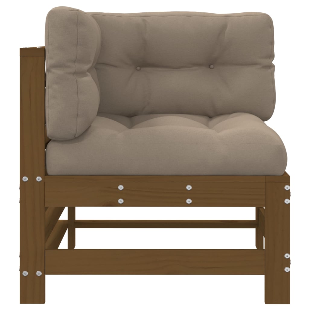 vidaXL Corner Sofas with Cushions 2 pcs Honey Brown Solid Wood Pine